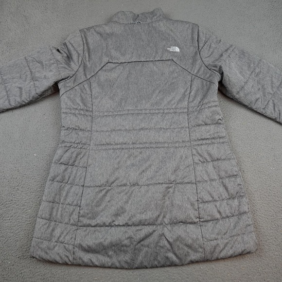 The North Face Jacket Womens XL Gray Quilted Insulated Full Zip Puffer Long Coat - Picture 7 of 11